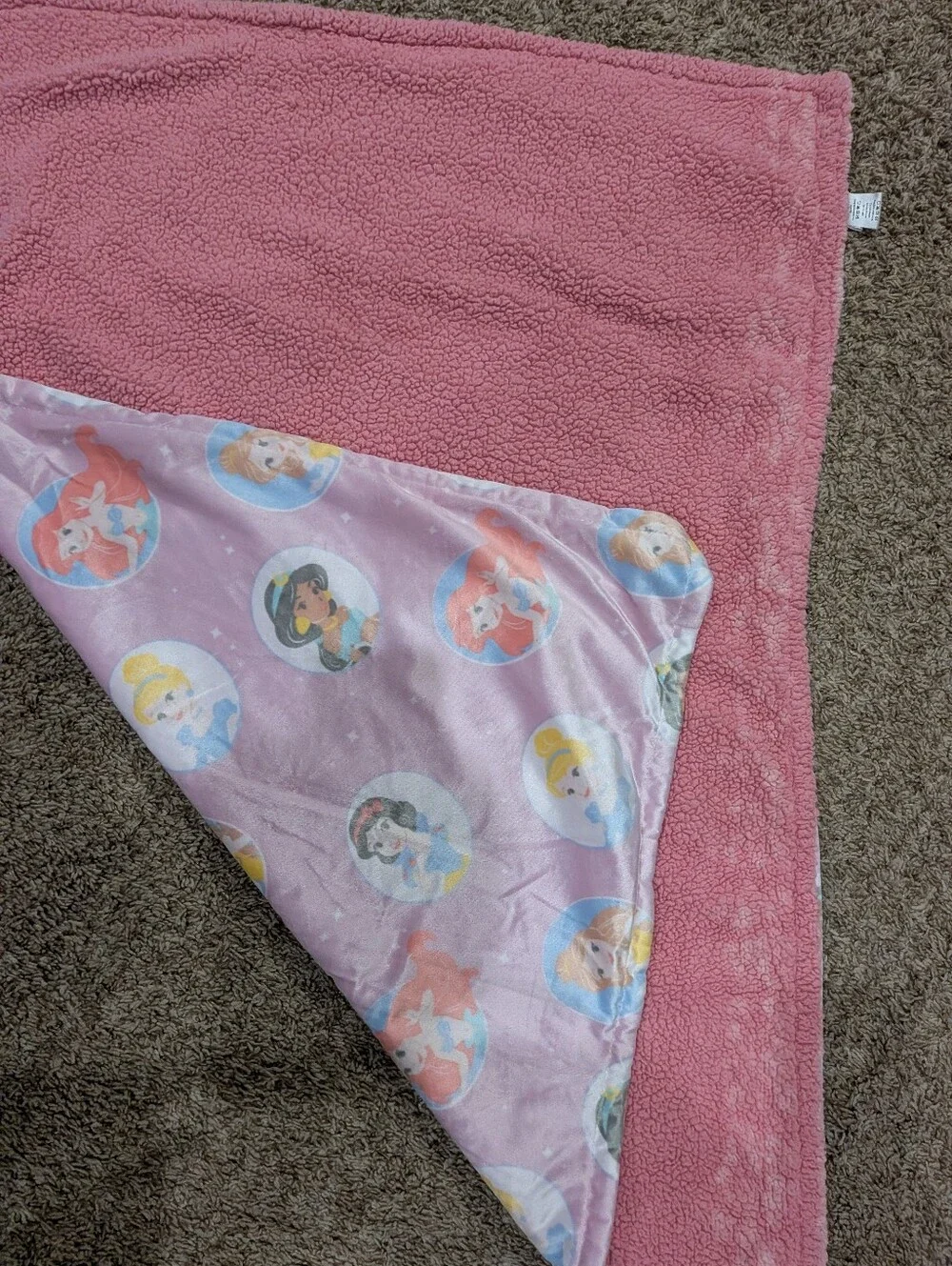 Disney princess baby blanket minky Sherpa pink